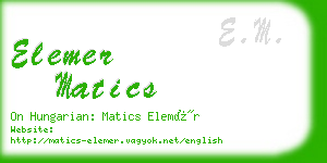 elemer matics business card